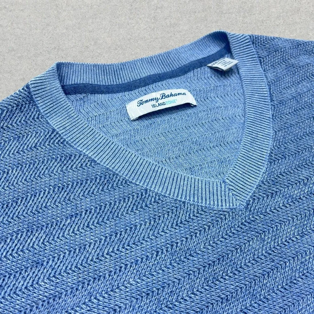 Tommy Bahama Sweater Mens 3XL Blue Coolside Course IslandZone V-Neck Knit